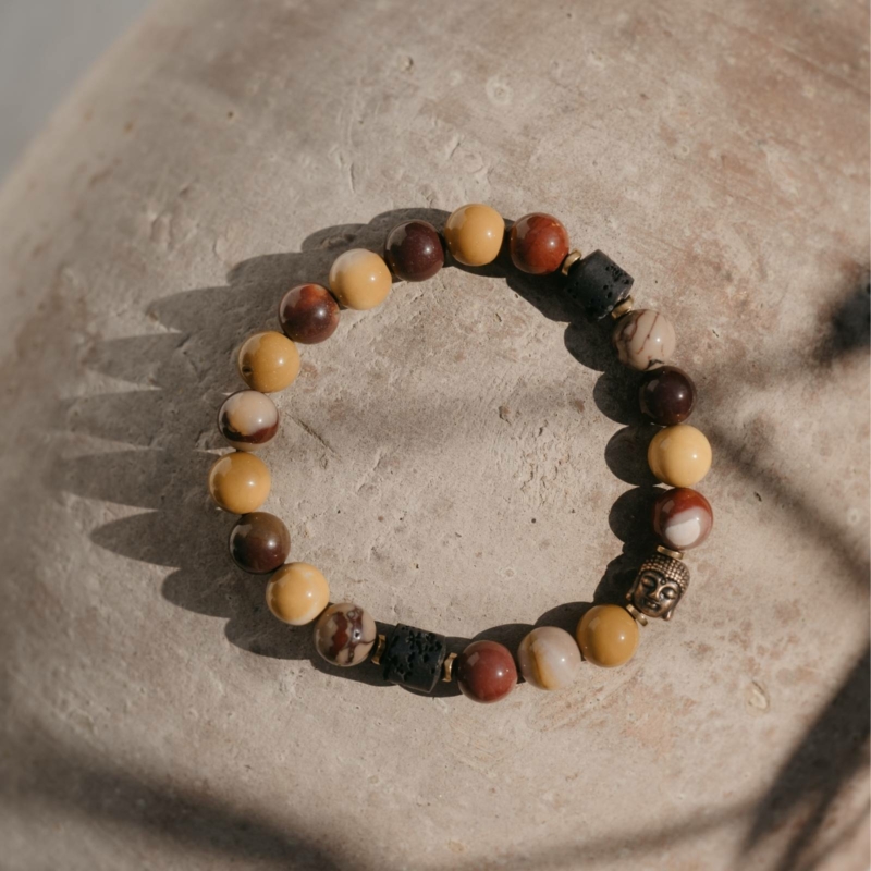 Bransoleta męska „Zen Warrior” z mookaitu, hematytu i lawy — odkryj wewnętrzny spokój i siłę z naturalnych kamieni