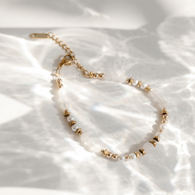 bransoletka z pereł kryształu górskiego i hematytu w krystalicznej wodzie, Pure Woman