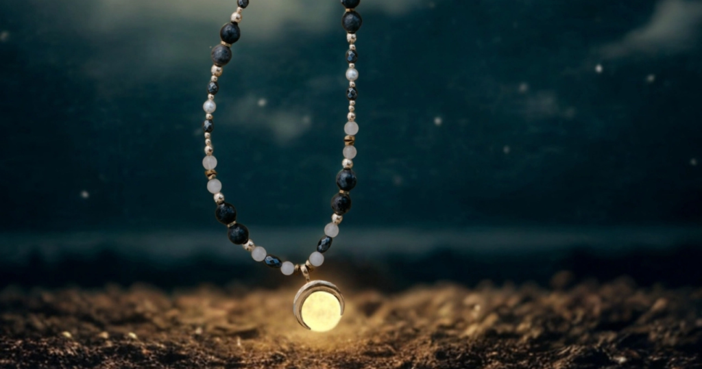 Naszyjnik Księżycowa Bogini z labradorytem – biżuteria wspierająca równowagę Yin i Yang