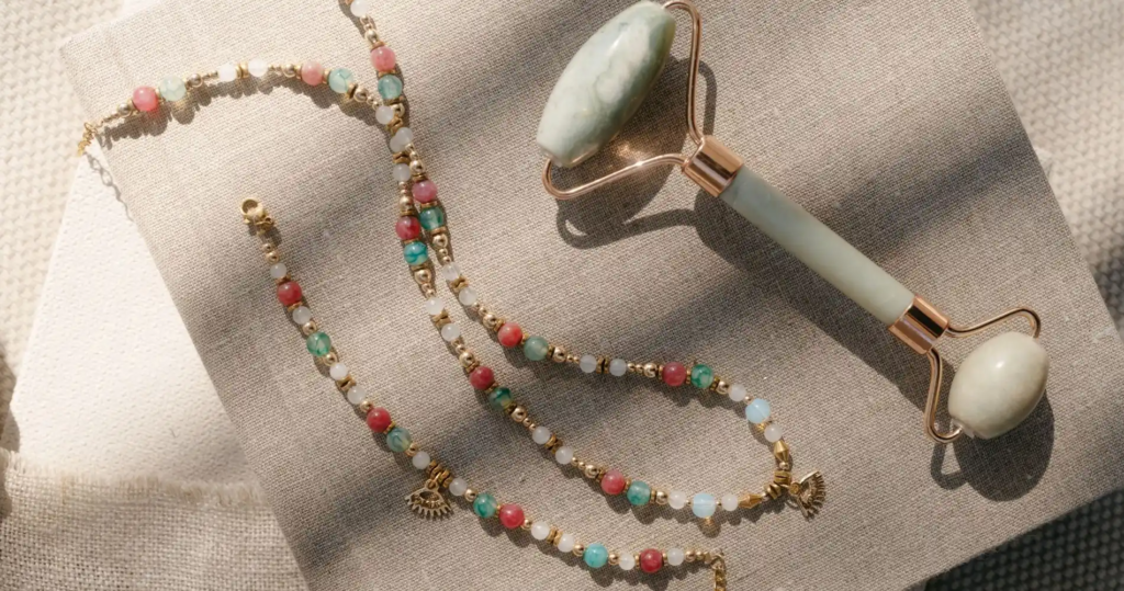 Zestaw biżuterii z kamieni naturalnych – bransoletka i naszyjnik do pracy z intencją